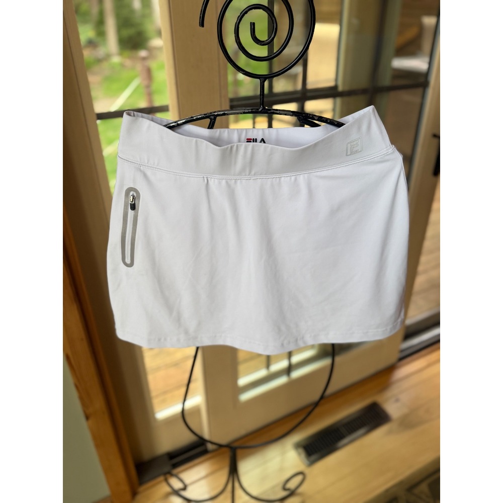 Fila Sport Womens White Athletic Tennis Golf Skort Zipper Pocket Medium